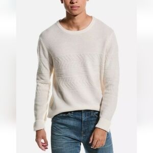 {Magaschoni} Mens 100% Cashmere Cream Fairisle Pullover Sweater - Large